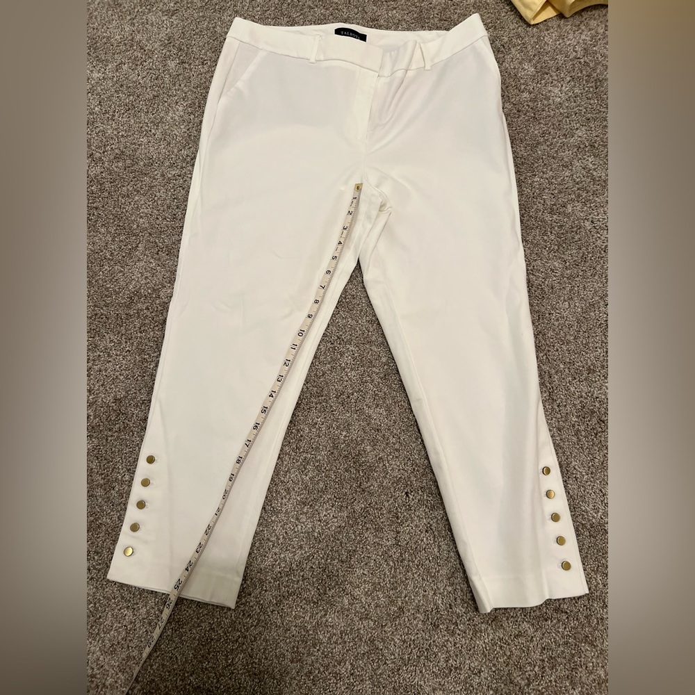 Talbots White Pants with Gold Accents